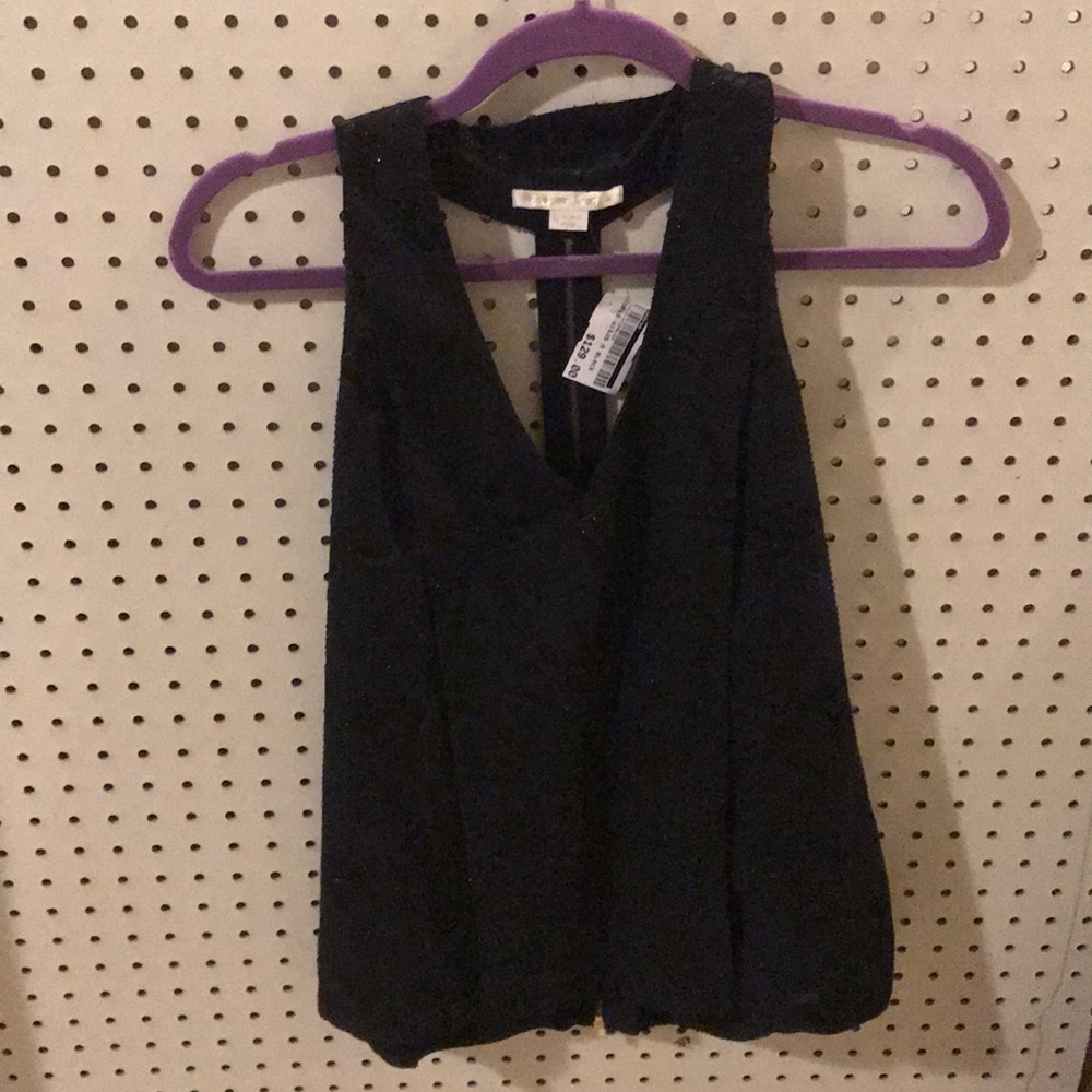 Black racer back  top with back full length zip